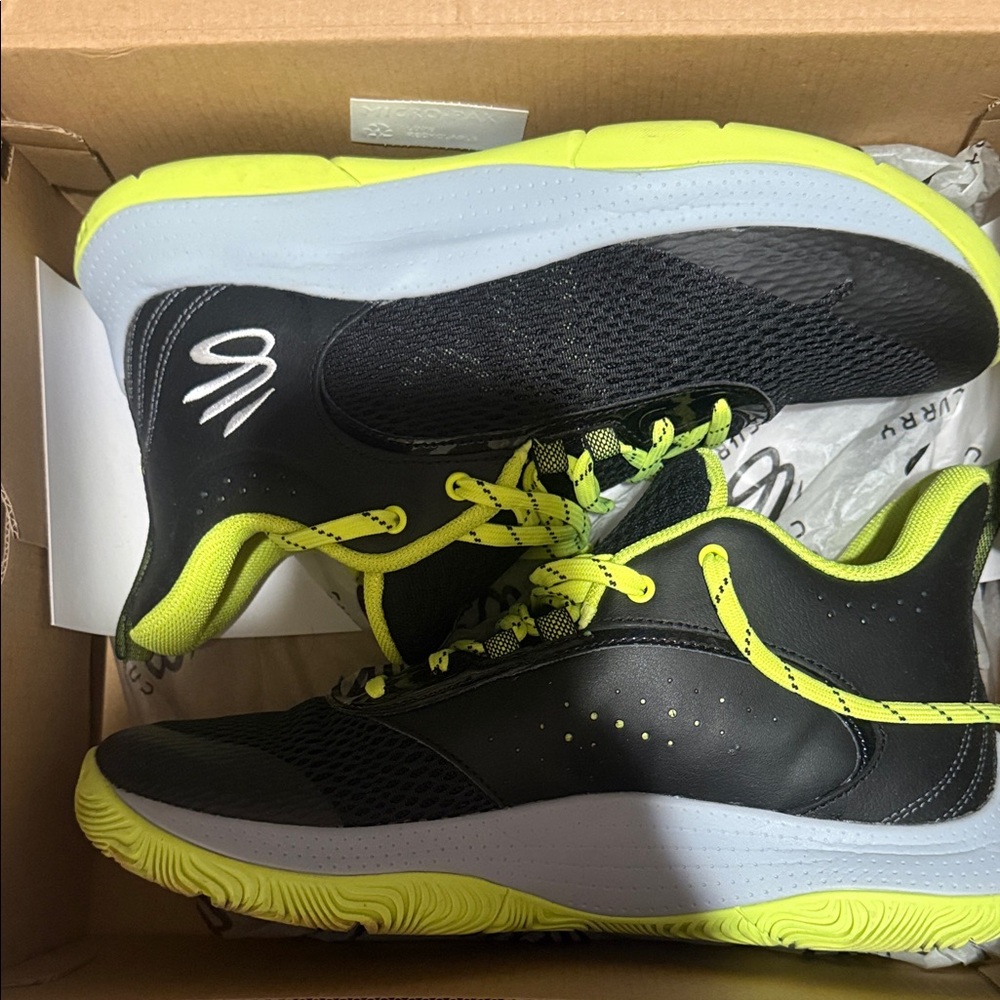 Black and Neon Green High-Top Sneakers